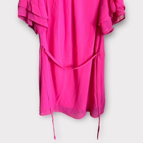 - Pink Fuchisa dress primark new size 14 ruffle sleeve detail summer occasion - Picture 2 of 9